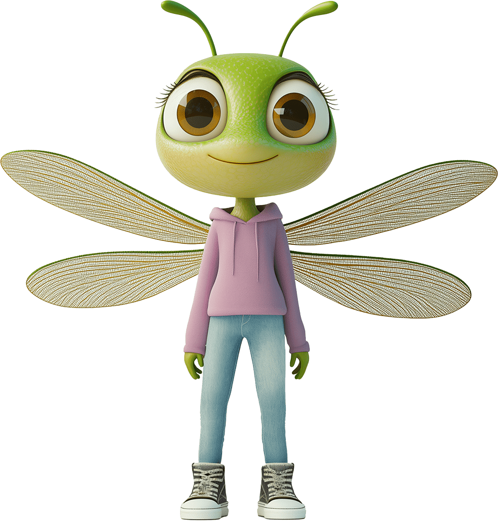 Dragonfly animated character.