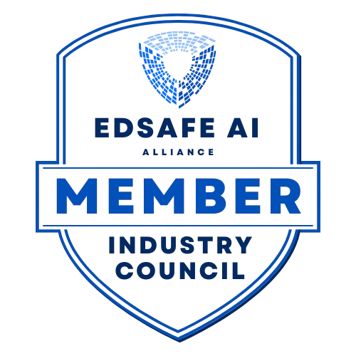 Image of a badge shape with the text EDSAFE AI Alliance Industry Council Member