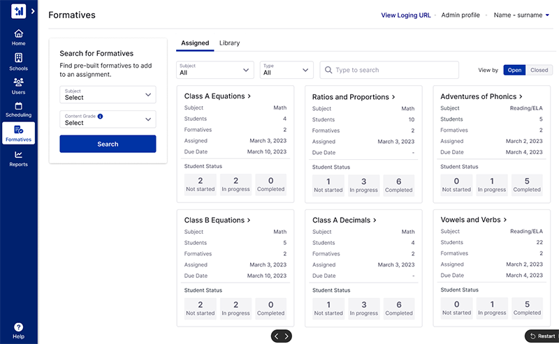 Imagine+ Formatives product screenshot.