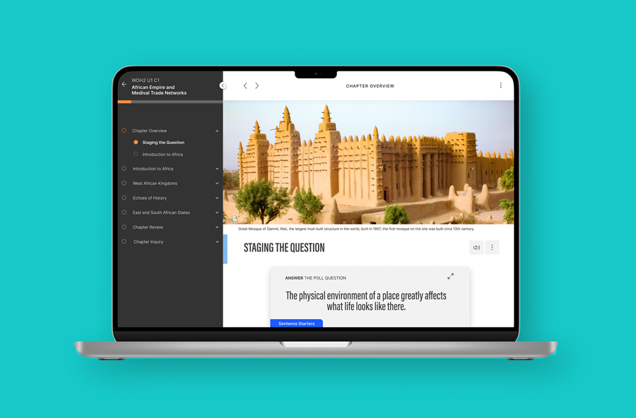 Screen showing digital student edition.